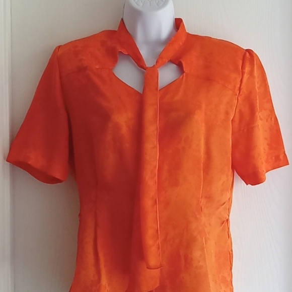 Cavlar | Vintage Silk Blend Orange Blouse - Picture 8 of 8